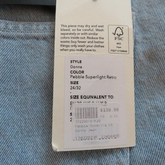 DR. DENIM Donna Pebble Superlight Retro High Rise Wide Leg Jeans - Size 24 NWT - Picture 15 of 15